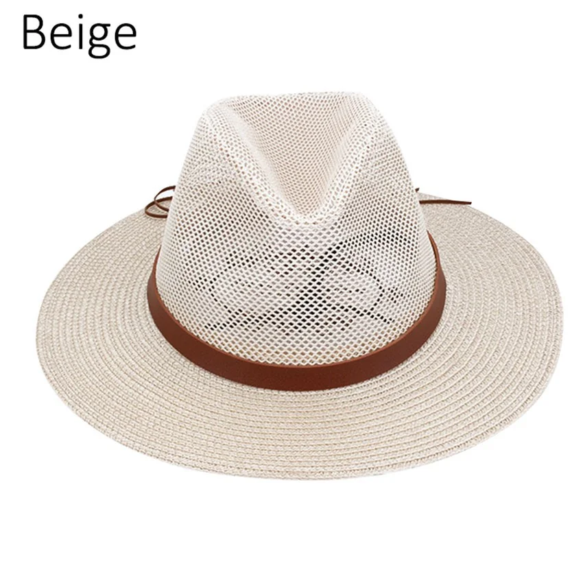 Summer Men Straw Hat Fedoras Hat Gangster Cap Beach Hats Panama Hat Outdoor Sports Breathable Sunhat Top Hats