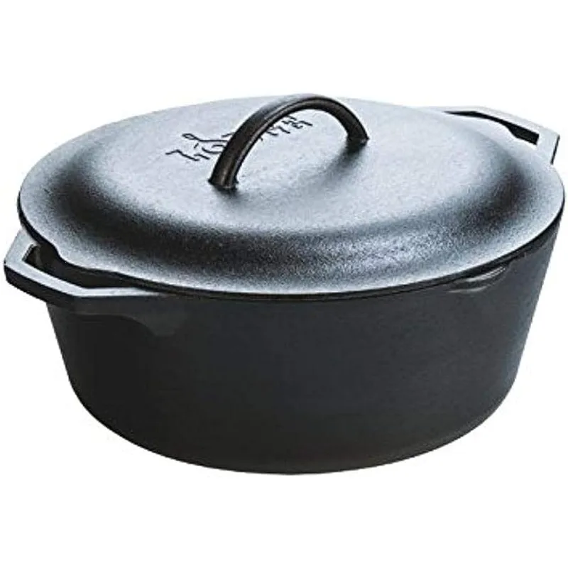 Lodge Cast Iron Serving Pot Dutch Oven with Dual Handles, Pre-Seasoned, 7-Quart,Black