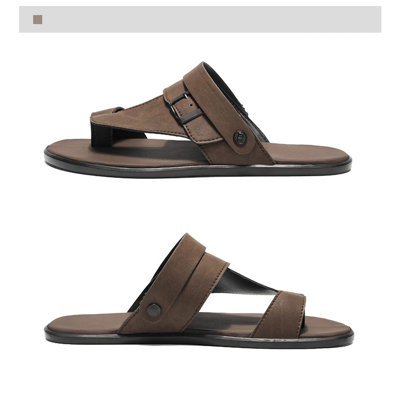 Echtleder-Sandalen für Herren, modische Flip-Flops, bequeme Herren-Strandschuhe für den Außenbereich, hochwertige Herren-Hausschuhe mit weicher Sohle, Übergröße – Detail 16