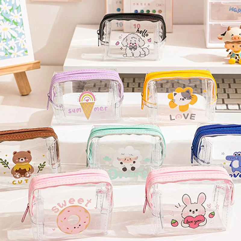 Cartoon Mini Coin Bag Headphone Digital Bag Portable Storage Bag Waterproof Clear Purse Gifts