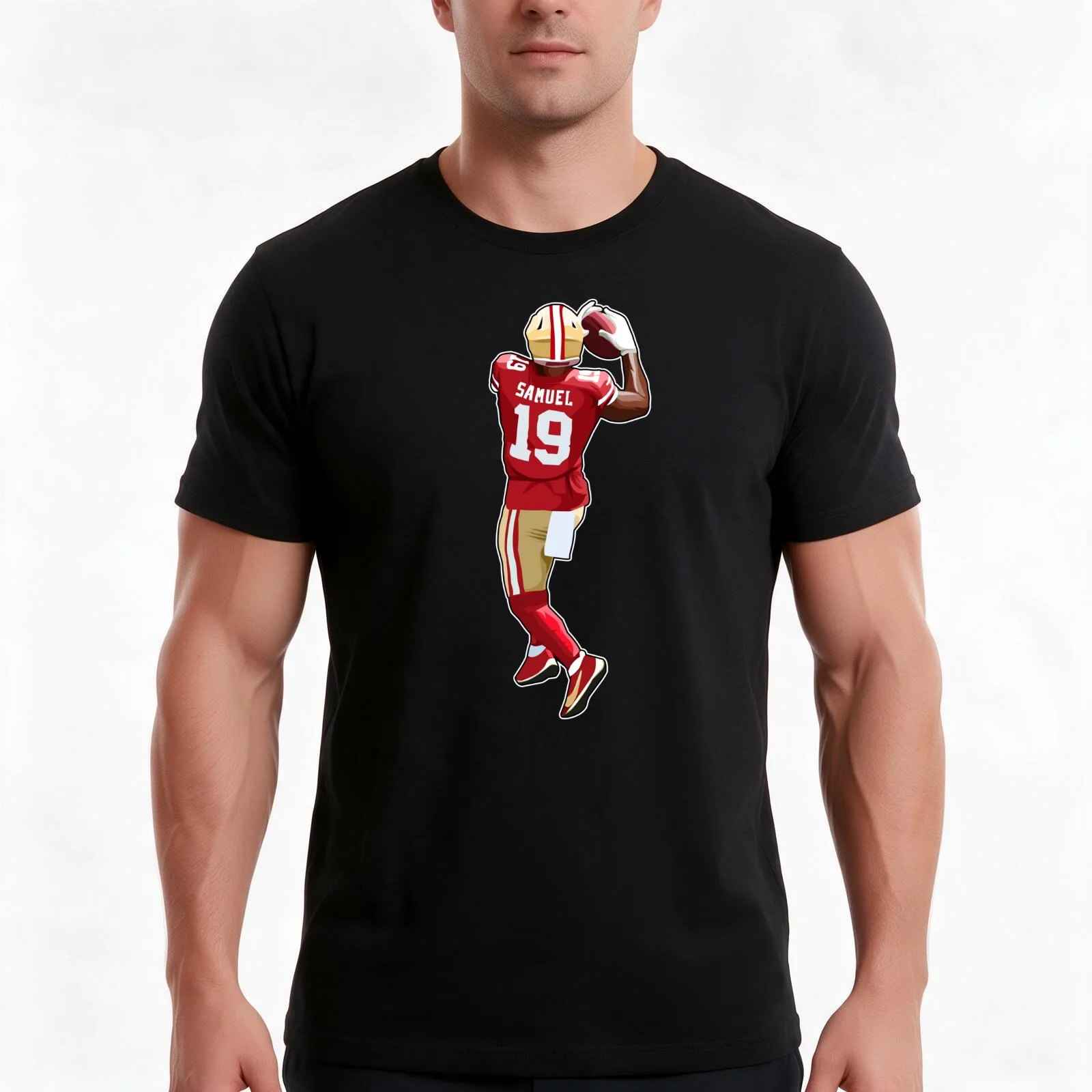 Deebo Samuel #19 Make A Catch T-Shirt, Summer Casual Cotton Tee, Oversized Streetwear Tops, Vintage Graphic Print, 100% Cotton