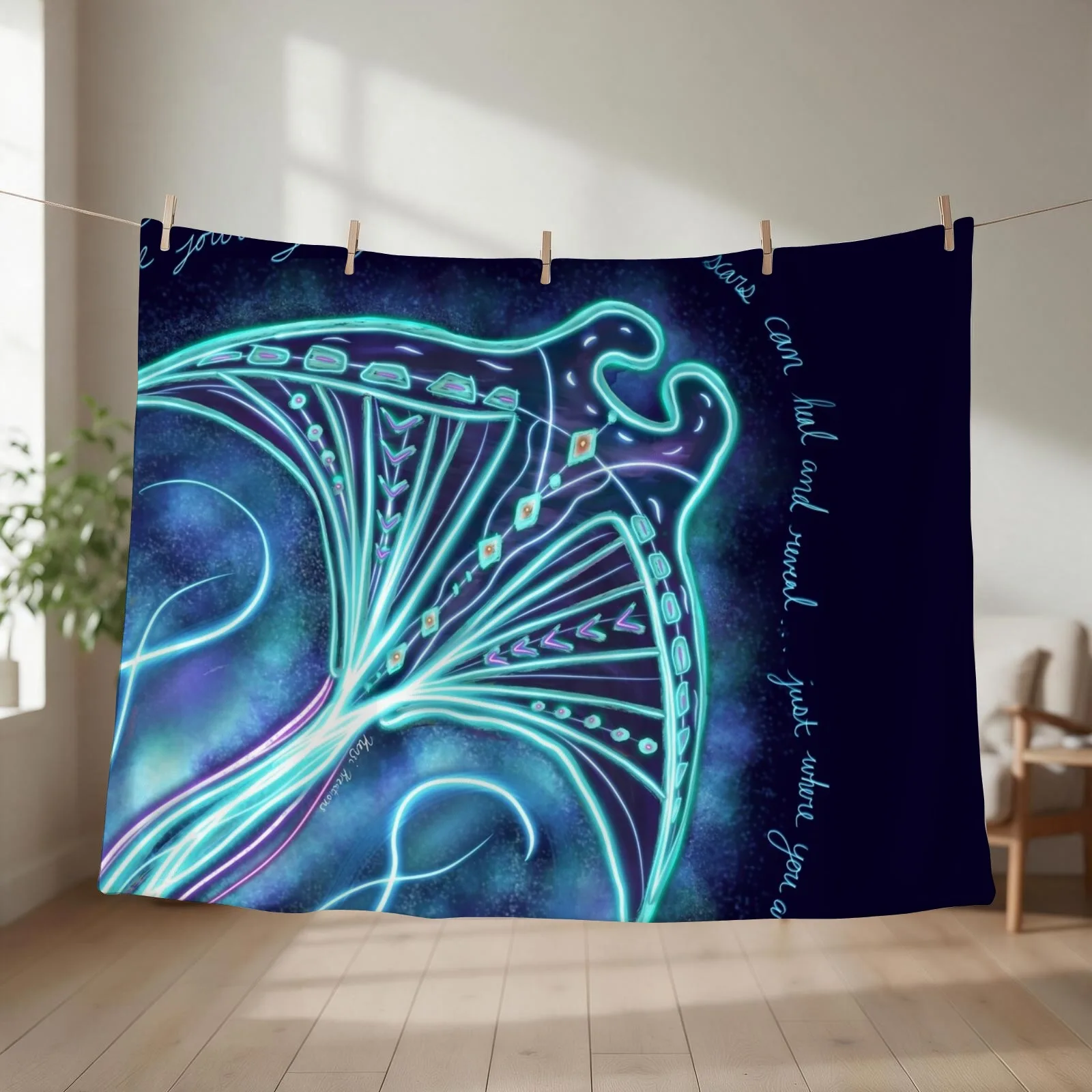 Sting Ray Art Throw Blanket