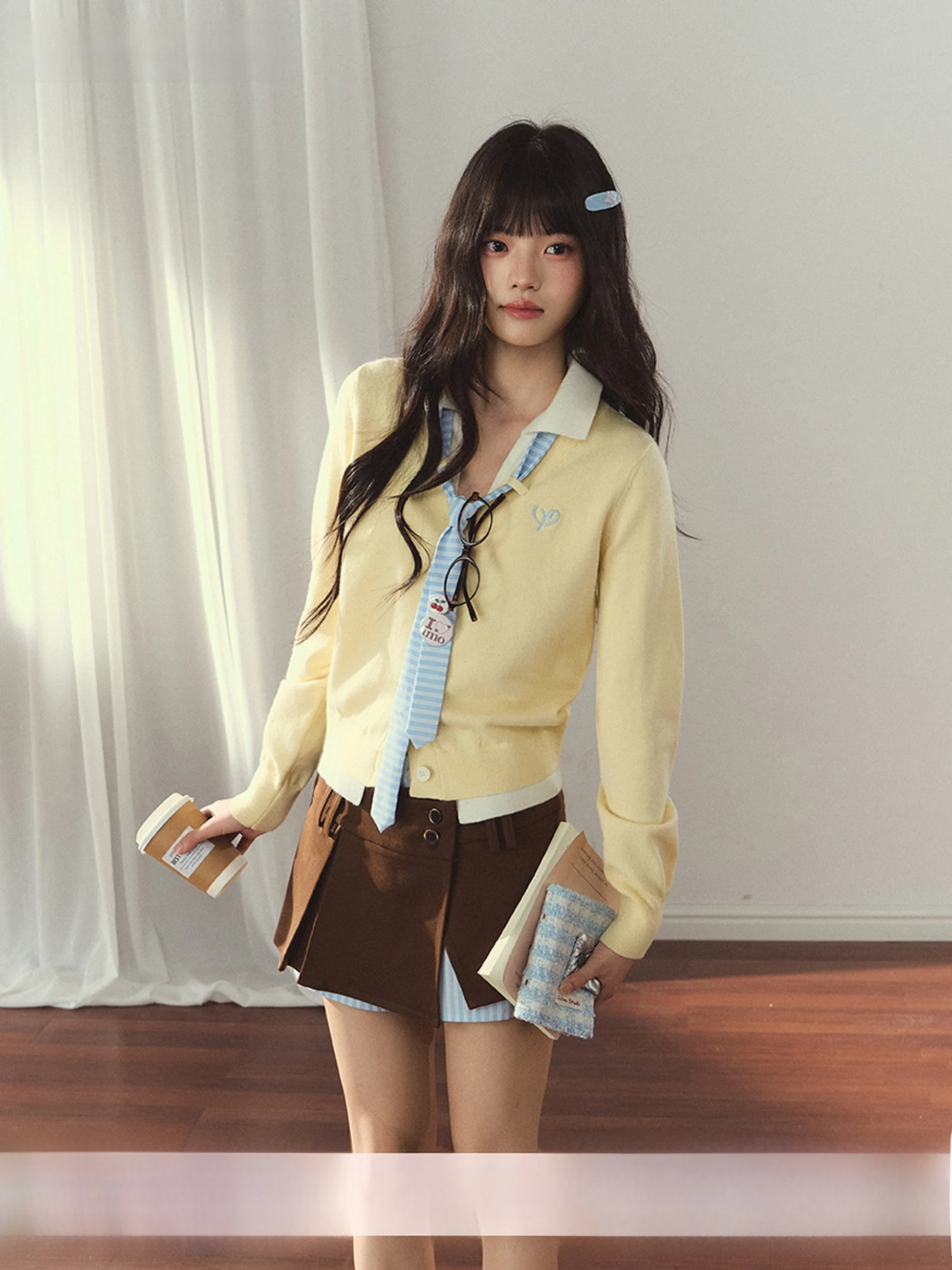 

Повседневный вязаный свитер Umoumo с V-образным вырезом, в полоску, приталенный, с длинными рукавами, для женщин