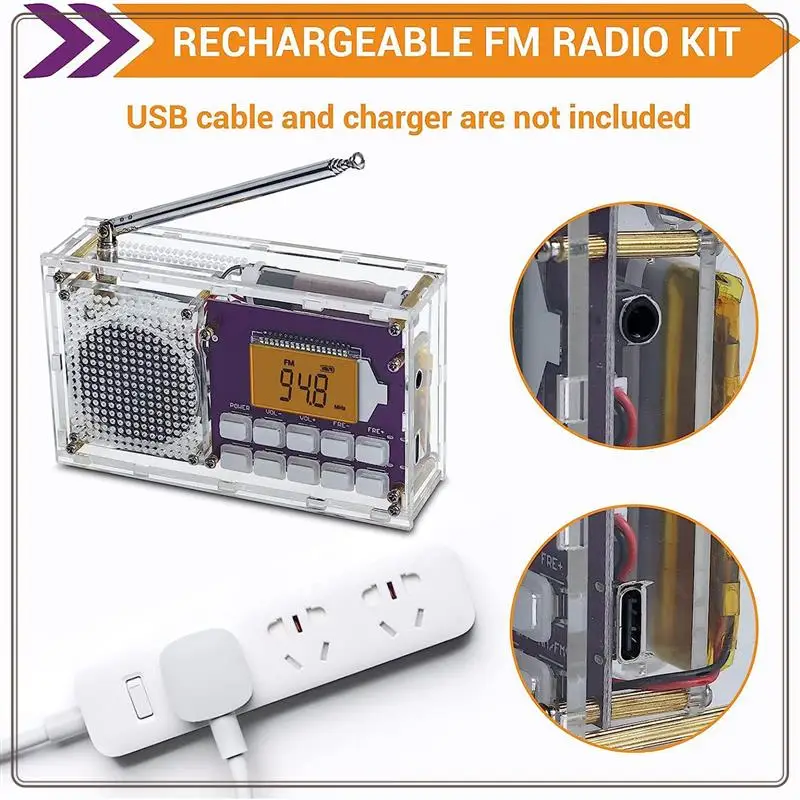 موثوقة-DIY طقم راديو رقمي راديو رقمي شاشة الكريستال السائل تجميع عدة FM 87-108MHZ مع ساعة للطلاب الجذعية التعلم التدريس