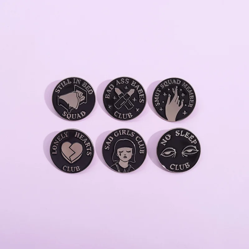 Sad Girls Club Enamel Pin Diablo Lonely Hearts Club Brooches Lapel Badge Gothic Punk Jewelry Gift Wholesale For Men Women