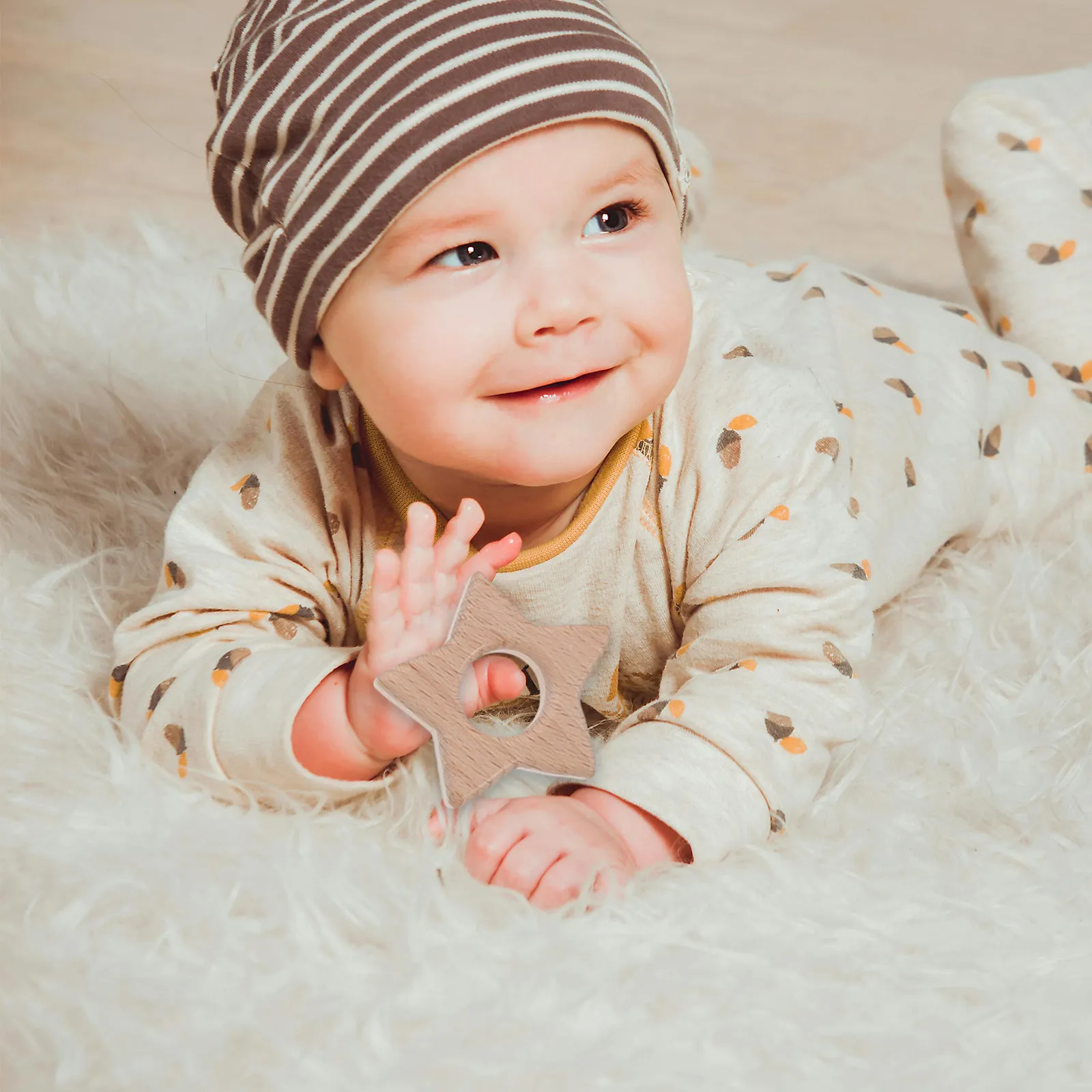 Lot de 11 hochets de dentition en bois pour bébé, formes d'animaux de dessin animé, apaisants pour la mastication et la dentition, jouets à mâcher pour nourrissons