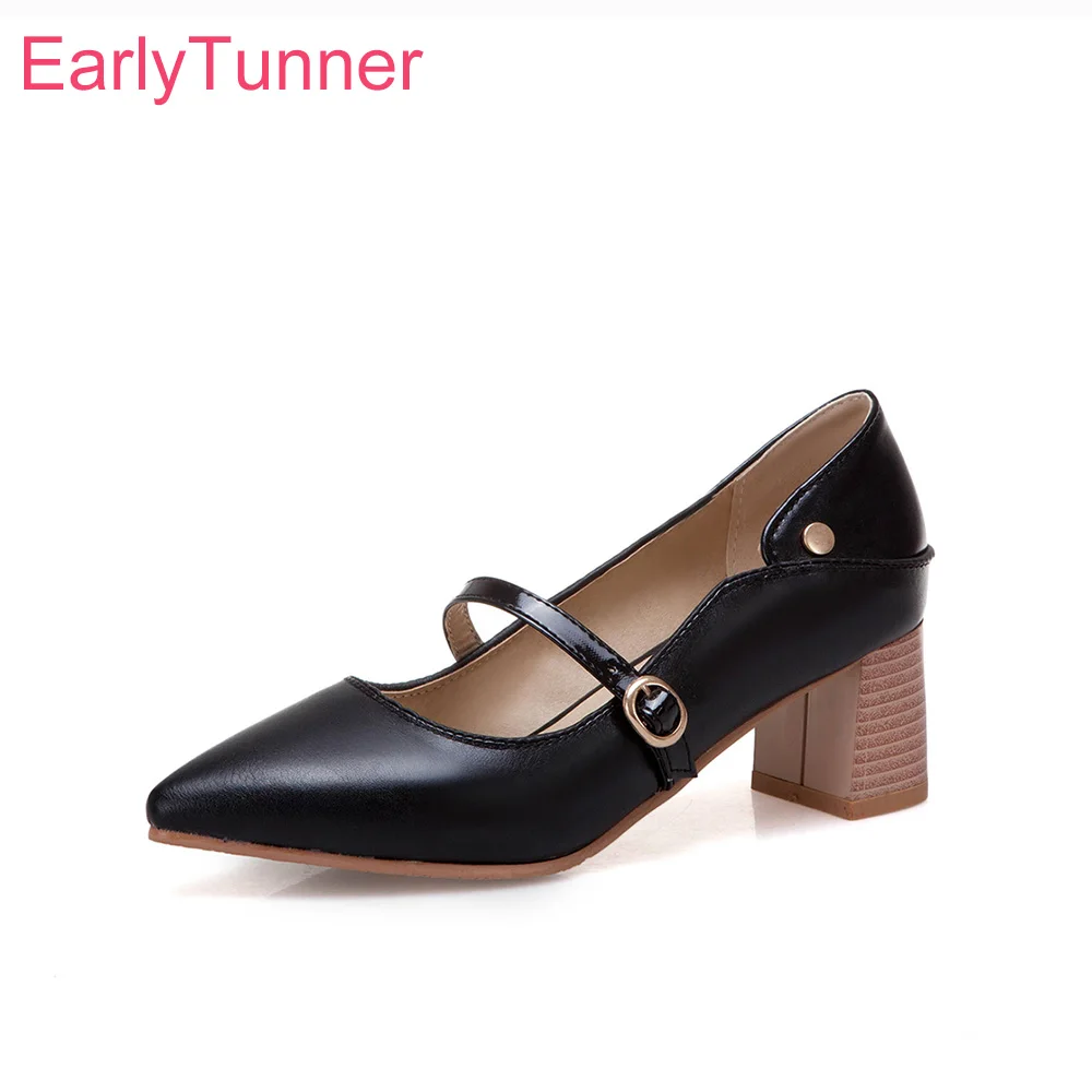 

2026 Summer Fashion Women Pumps Pointed Toe High Block Heels Office Lady Daily Shoes Small Large Plus Size 12 32 47 50