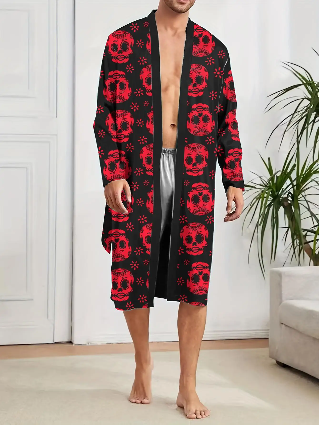 1pcs Men's Robes 2026 Spring/Summer Graphic Shower robe Funny pajamas Bathrobe men Breathable 3D Printed dressing gown Robes