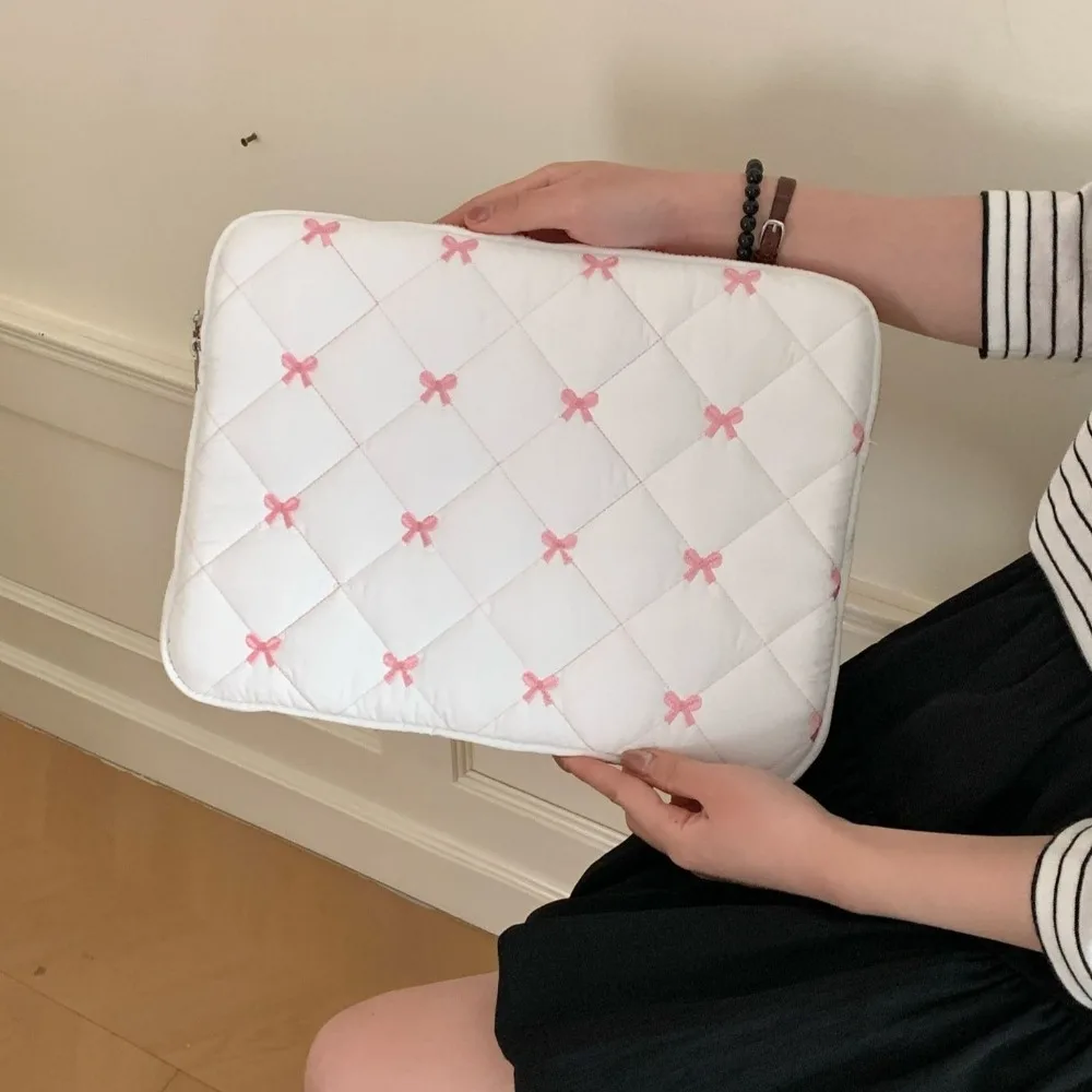 

Carring Case Cute Bow Laptop Sleeve Soft Shockproof Tablet Sleeve Case 13-14inch Computer Bag Travel