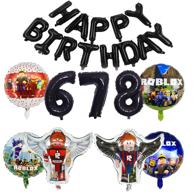 ROBLOX Kid Birthday Decorative Ballons Set Aluminum Foil Balloon Number Balloons Set Party Decoration Photographic Props Gift