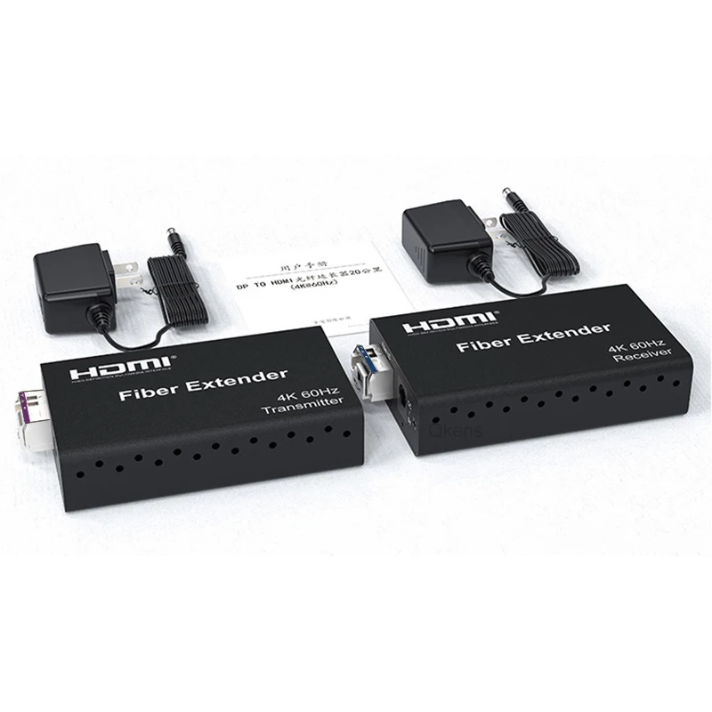 20Km DP HDMI Fiber Cable Extender Over LC Fiber Optical Cable 4K 60Hz Displayport To HDMI Video Transmitter Receiver with Audio