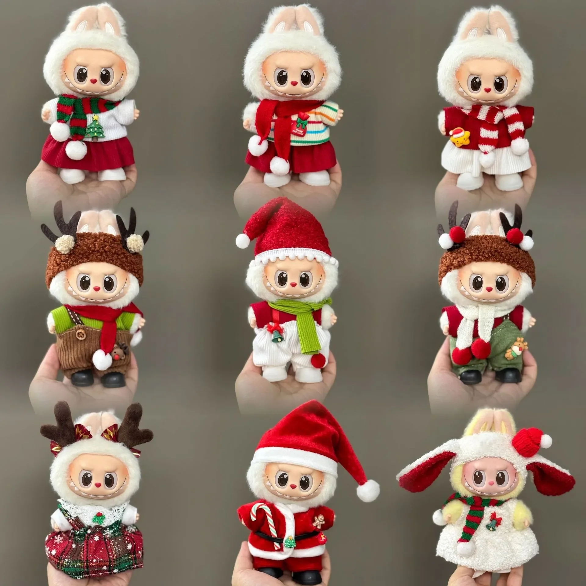For Labubu Clothes: Christmas Deer Set (Red Festive Outfit) for V1
