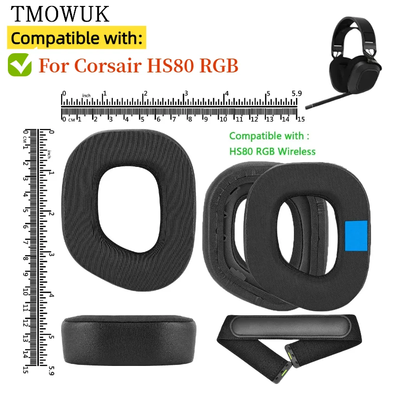 

Cooling Gel Ear Pads For Corsair HS80 RGB Gaming Headphones replacement Earmuffs Ear pillows ear covers cushion