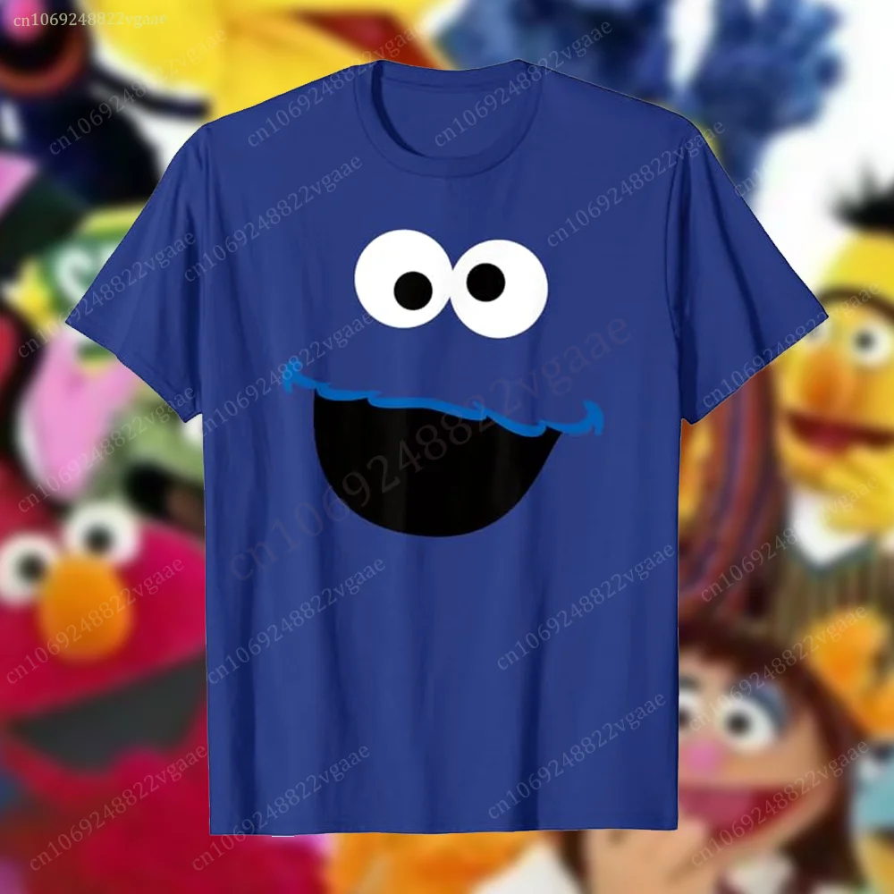 Summer Elmo T Shirt For Kids Boys Cartoon T-shirt Short Sleeve Top Sesame Tee Shirt Street Funny Clothes Girls Cookie Monster