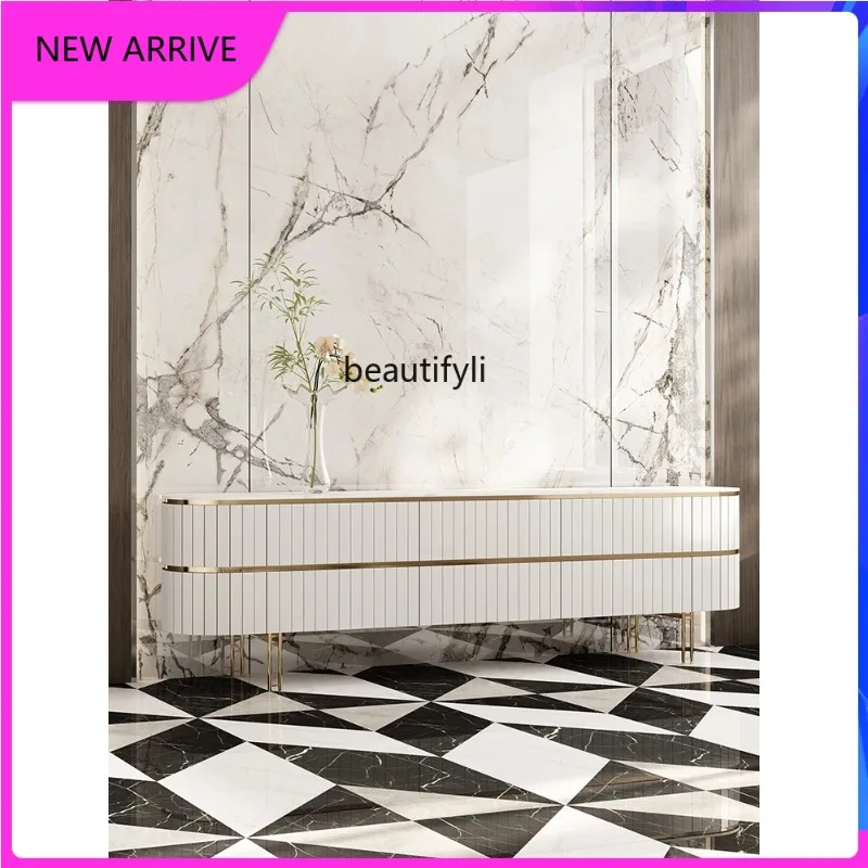 

A4567 Light luxury TV cabinet coffee table combination villa living room bedroom storage rock slab TV cabinet