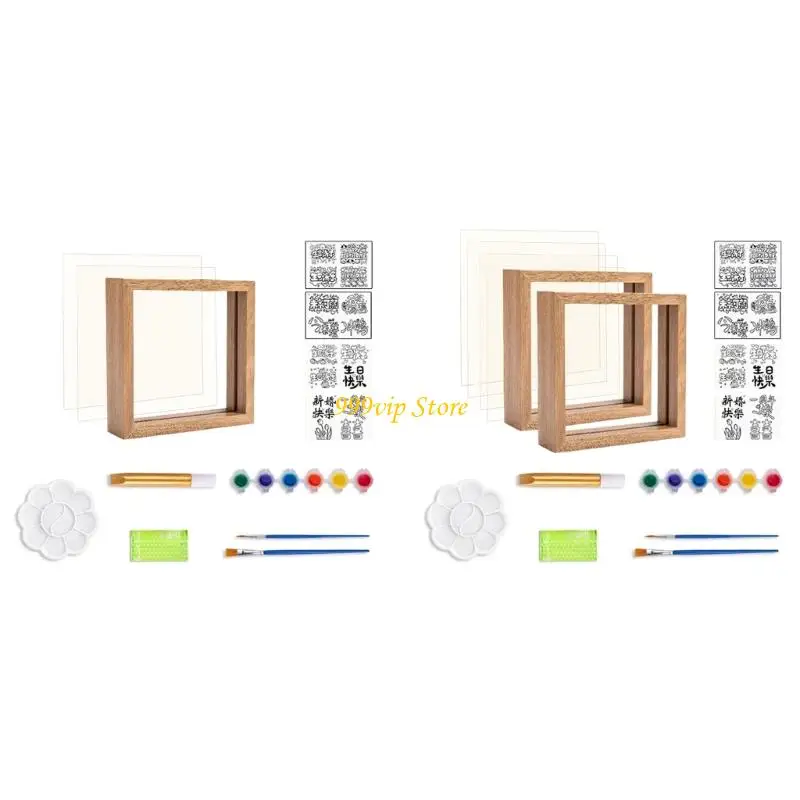 

C90C Handprint Art Craft Set Glass Painting Supplies With 6 Color Paint For Mothers Fathers Grandparents Birthday Christmas