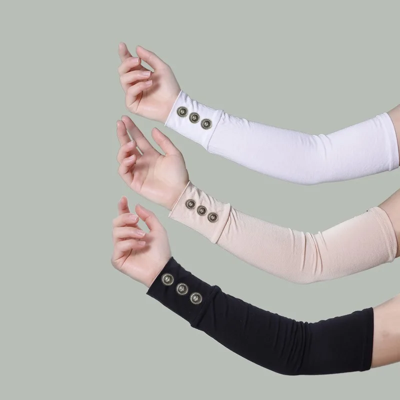 

Women's Solid Color Oversleeve New Style Sunscreen Thermal Arm Guard Sleeve Gloves All Seasons Long Style Arm Sleeve for Ladies