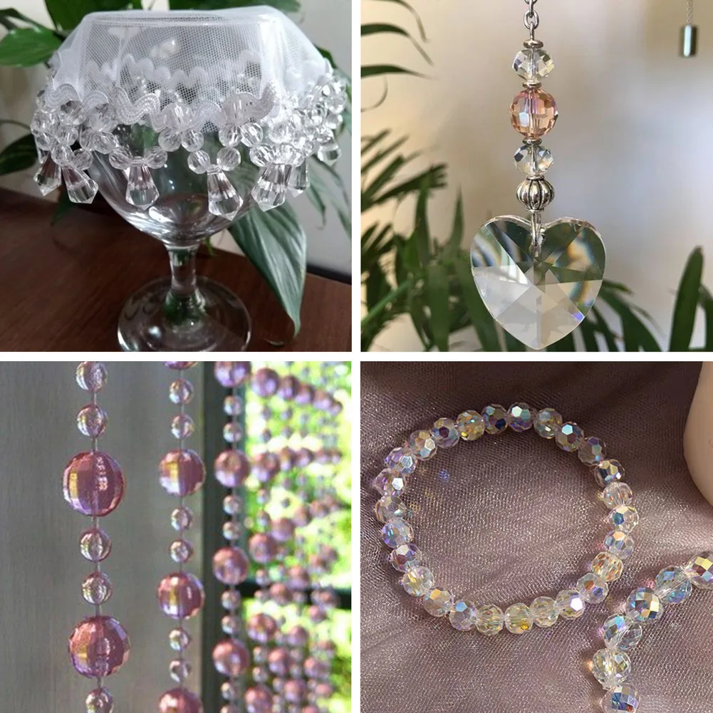 2 Strands Electroplate Transparent Glass Bead Strands 10mm Faceted Round Glass Beads for DIY Jewelry Making