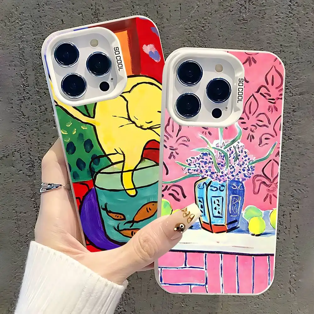 

Art Henri M-Matisse Painting Phone Case IMD White Color Shell For IPhone 17 16 15 14 13 12 11 Pro Max Plus Pro SE Air Mini
