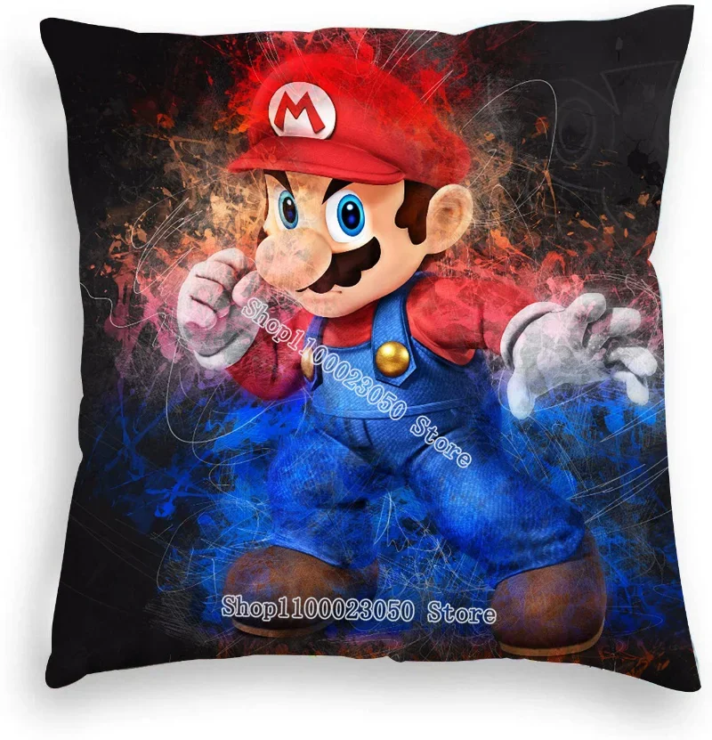 Mario Bros Pillow Case Super Mario Cartoon Cushion Cover Car Sofa Pillowcase Boys Room Fall Decor Home Textile Decorative Gifts