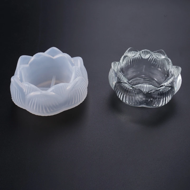 Lotus Candlestick Mold Organizer Ashtray Multifunctional Mirror Diy Crystal Drip Silicone Molds