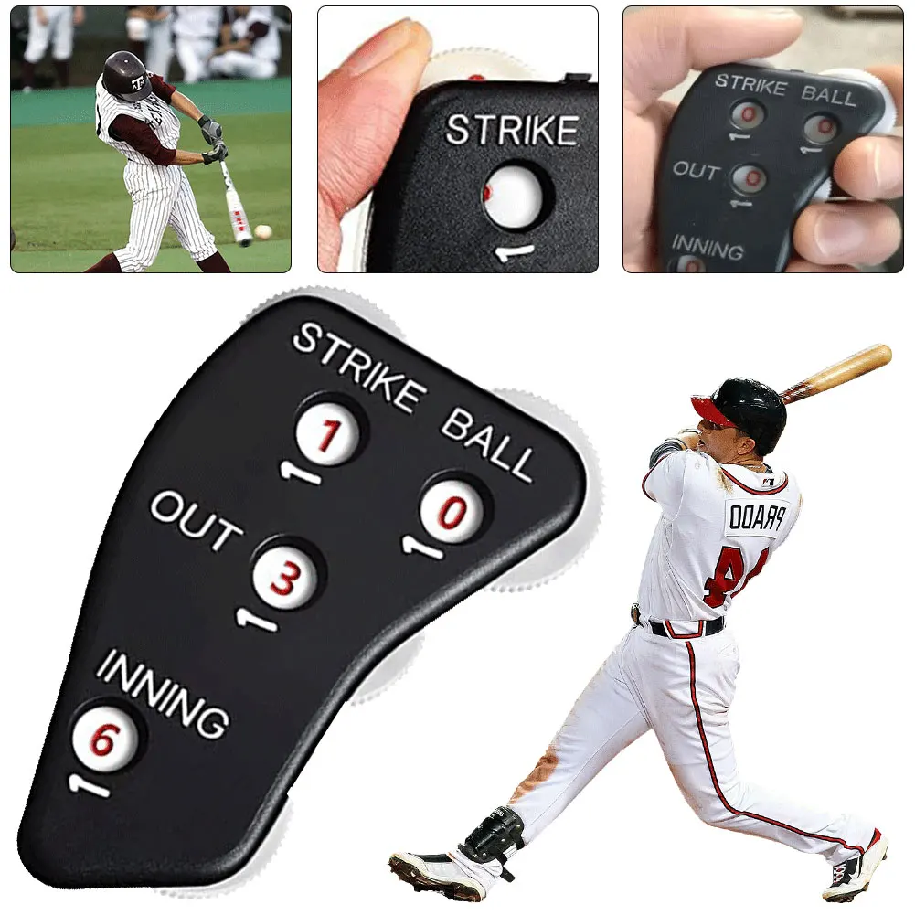 4 Wheel Referee Counter Baseball Umpire Clicker Softball Umpire Indicator for Scorekeeper Recording Outs & Innings Balls