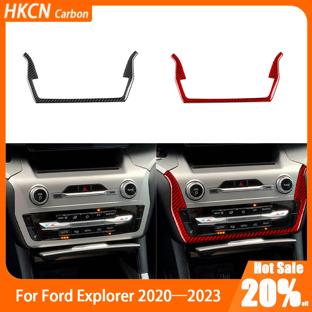 

Carbon Fiber Center Console Radio AC Frame Car Accessories Interior Cover Trim Sticker Modification For Ford Explorer 2020—2023