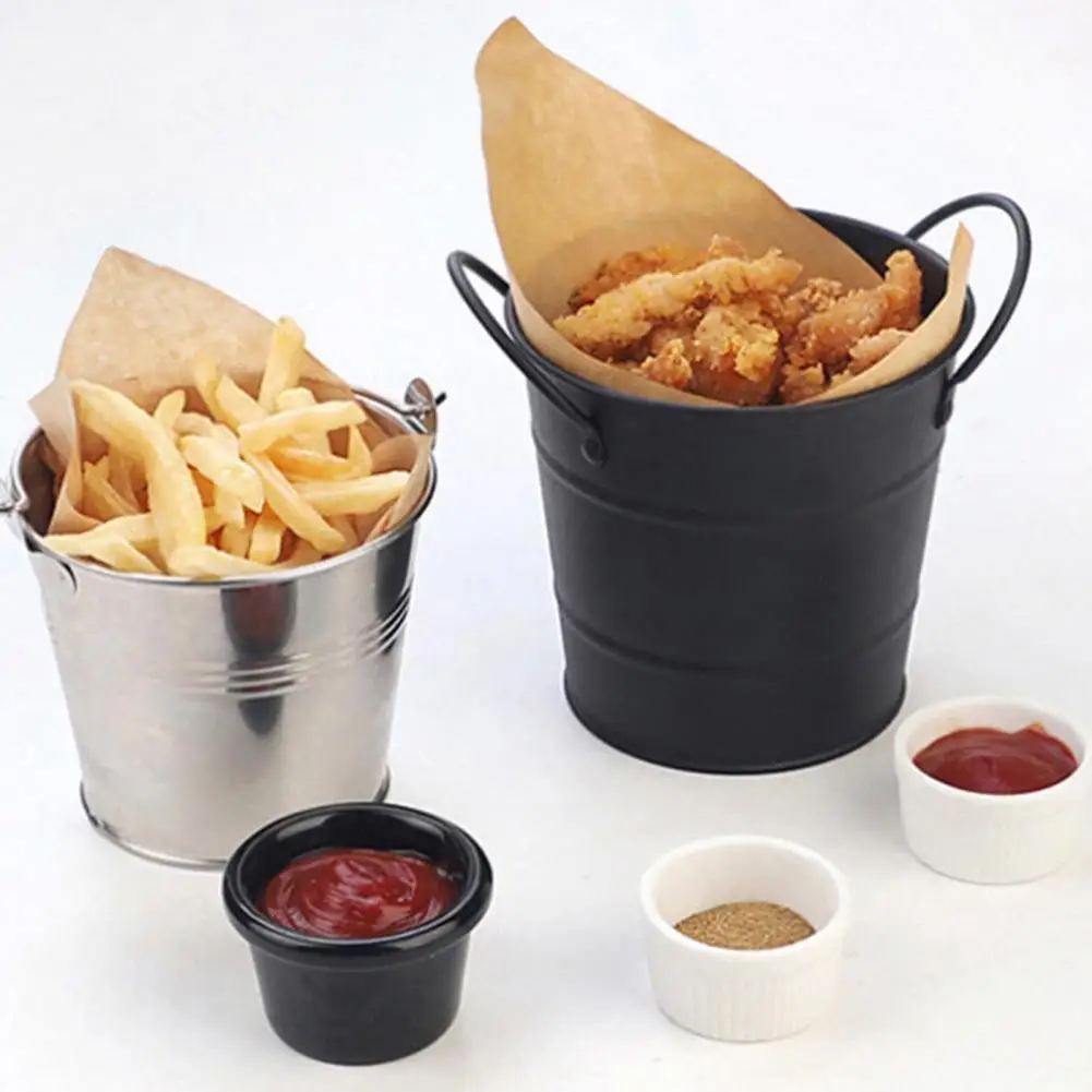 Iron Food Basket Mini French Fries Basket Food Bucket Snack Potato Chips Barrel Container Tableware Restaurants Supplies