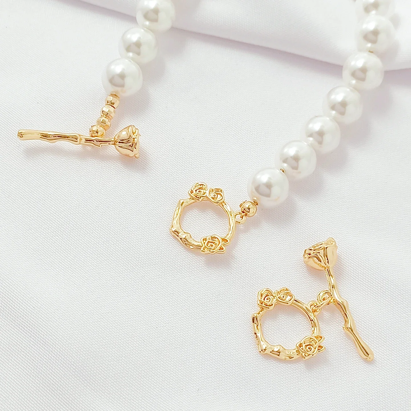 14K مطلية بالذهب روز OT مشبك زهرة إكليل فرع اتصال نهاية مشبك اليدوية سوار ذاتي الصنع الإكسسوار #1