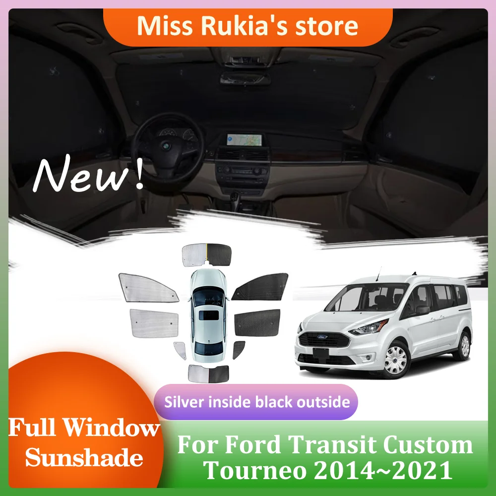 Full Coverage Sunshades For Ford Transit Custom Tourneo 2014~2021 Car Windows Sun Visor Windshield Curtain Mat Cover Accessories