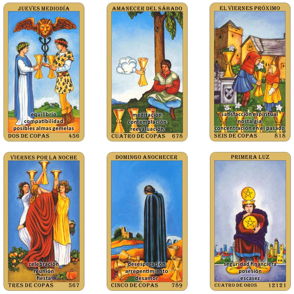 Spanisches Tarot-Deck, klassische Tarotkarten, 78 Karten mit Schlüsselwörtern, The Time Revelation Deck, 12 x 7 cm große Karten, Wahrsagespielzeug