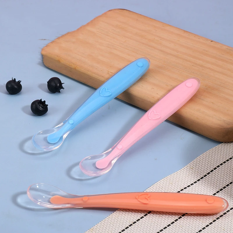 Silicone World Baby Silicone Spoon Children Complementary Food Soft Spoon Training Spoon Feeding Tableware With Storage Box