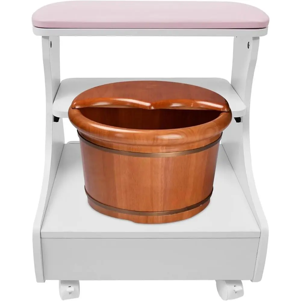 Bath Spa Trolley Cart, Rest Massage Table, Trolley, Bath Pedicure Rest, Bath Stool with Wheels, Home Bathroom Supplies (Pink)