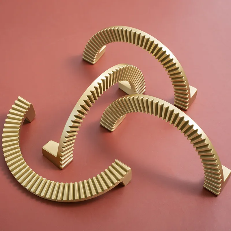 French Semi-circular Cabinet Handle Creative Italian Wardrobe Brass Handle Nordic Style High-end Gold Shoe Cabinet  Handle