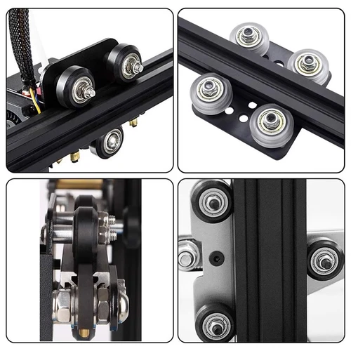 Imagen 2 del producto Rueda de polea de pompón CNC, 6/12/24 Uds., con engranaje de polea tensora 625ZZ, rueda redonda pasiva, rueda Perlin para perfil Ender 3 CR10