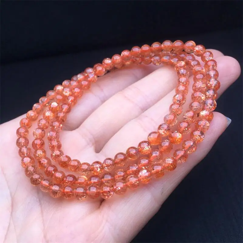 Natural Golden Sunstone Triple Circle Bracelet Crystal Reiki Healing Stone Fashion Jewelry Gifting Gift For Women 1pcs