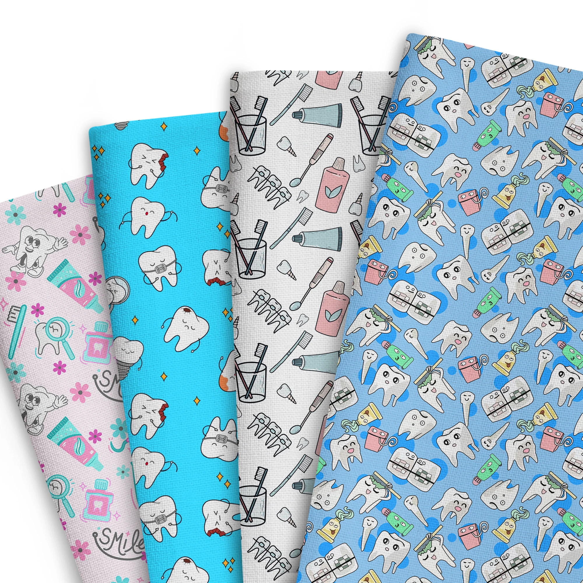 

50*145cm Patchwork Tooth Health Toothbrush Cotton Fabric For Tissue Sewing Quilting Fabrics Needlework Material DIY Handmade,