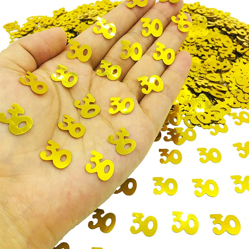 Zahl Konfetti Dekor 18/21/25/30/40/50/60th Geburtstag Konfetti Schwarz Gold Silber Konfetti Tisch Konfetti Dekoration für Geburtstag – Detail 2