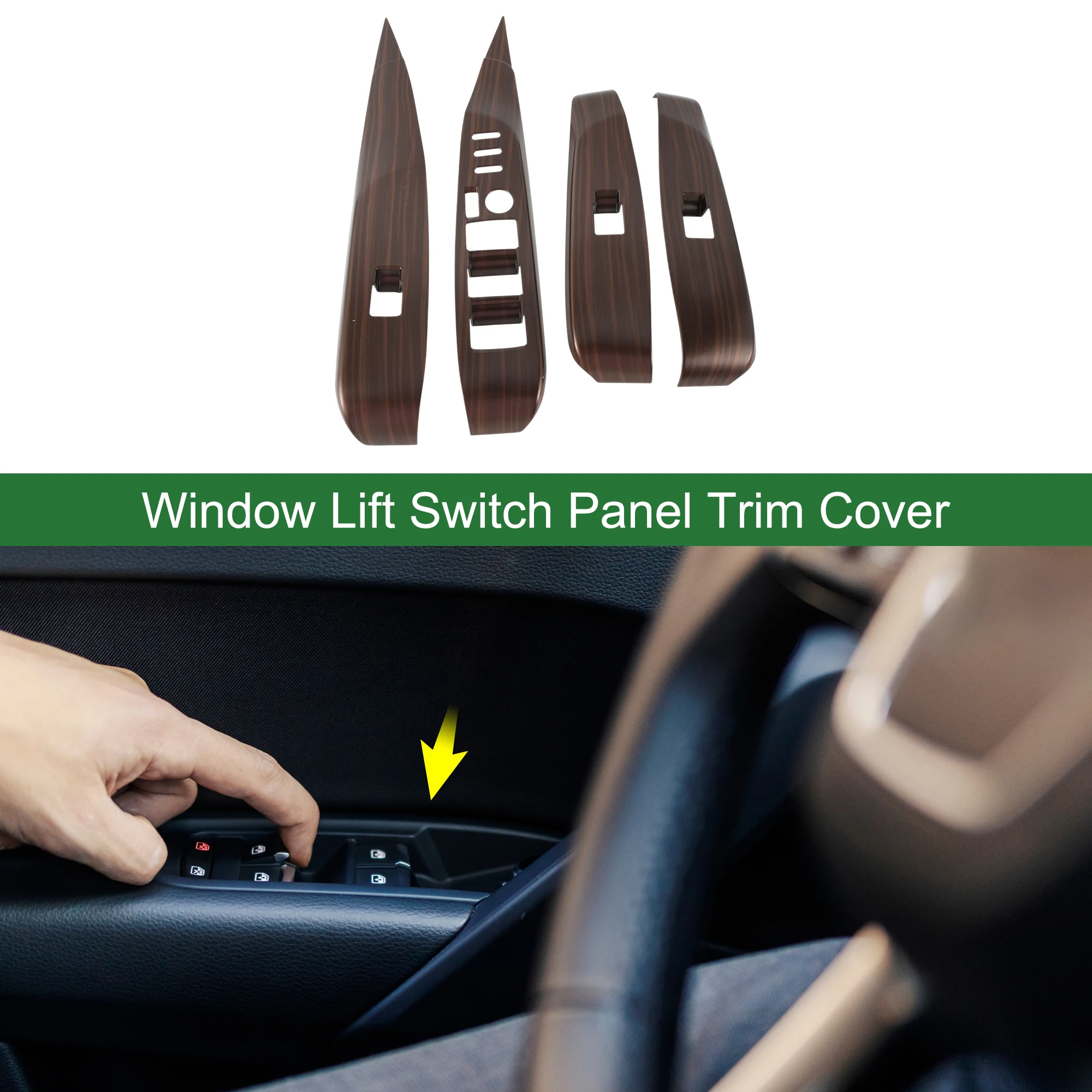 

UXCELL 1 комплект, накладка панели переключателя подъема окна для Toyota Camry 18-24, цвет текстуры дерева