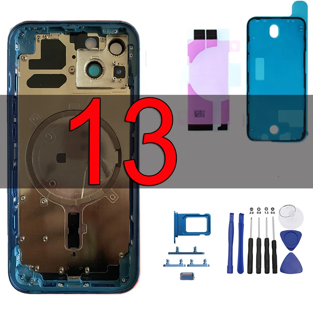 Back Housing for iPhone 13 Battery Cover Frame with Adhesives Mobile Repair Chassis Assembly Case Backshell for 13 Replacement