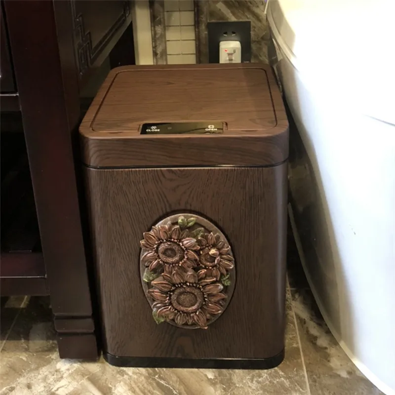 

Induction trash can intelligent automatic electric cover new Chinese home living room creative high-end Chinese American retro