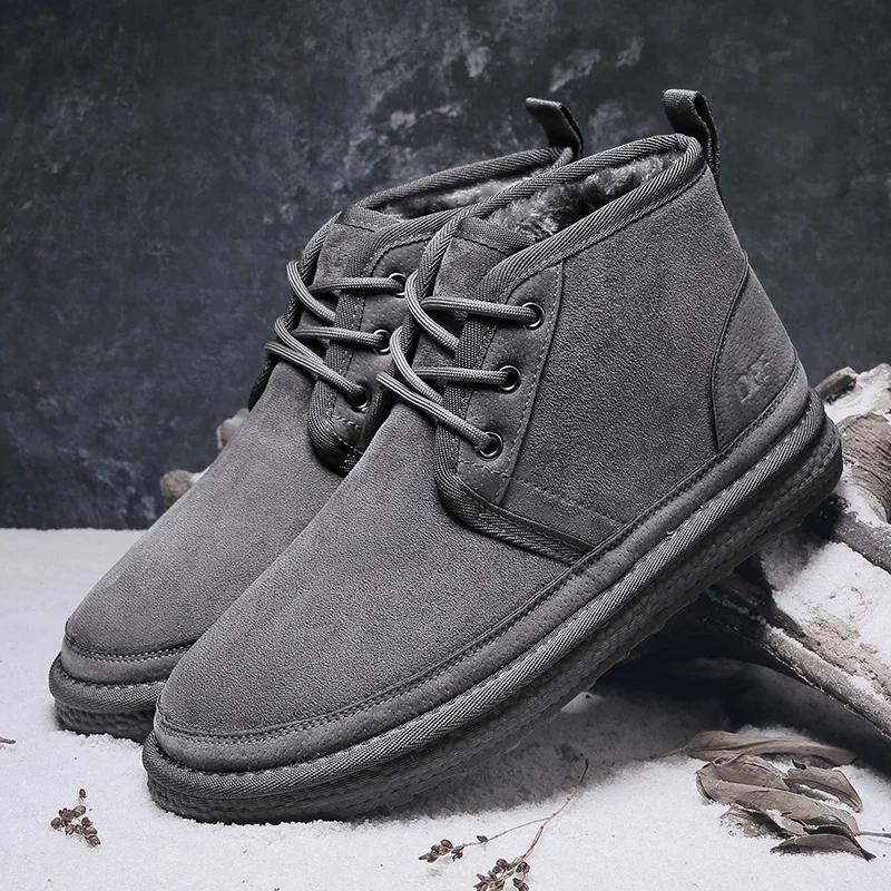 Boots for Men Casual Round Toe Flexible Comfortable Trendy Fashion All-match Non-slip Wear-Resistant Plus Velvet Popular Model