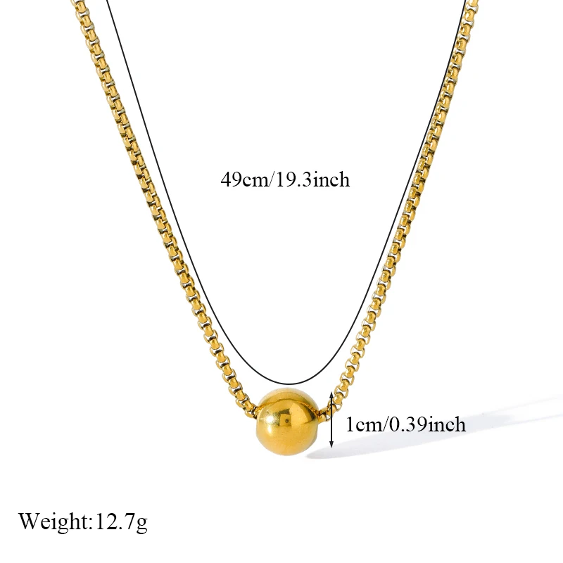 GANPUP 316L Edelstahl Gold Farbe Perle Kugel Halskette Armband Set für Frauen Metall Textur Wasserdicht Schmuck Urlaub Geschenk – Detail 10