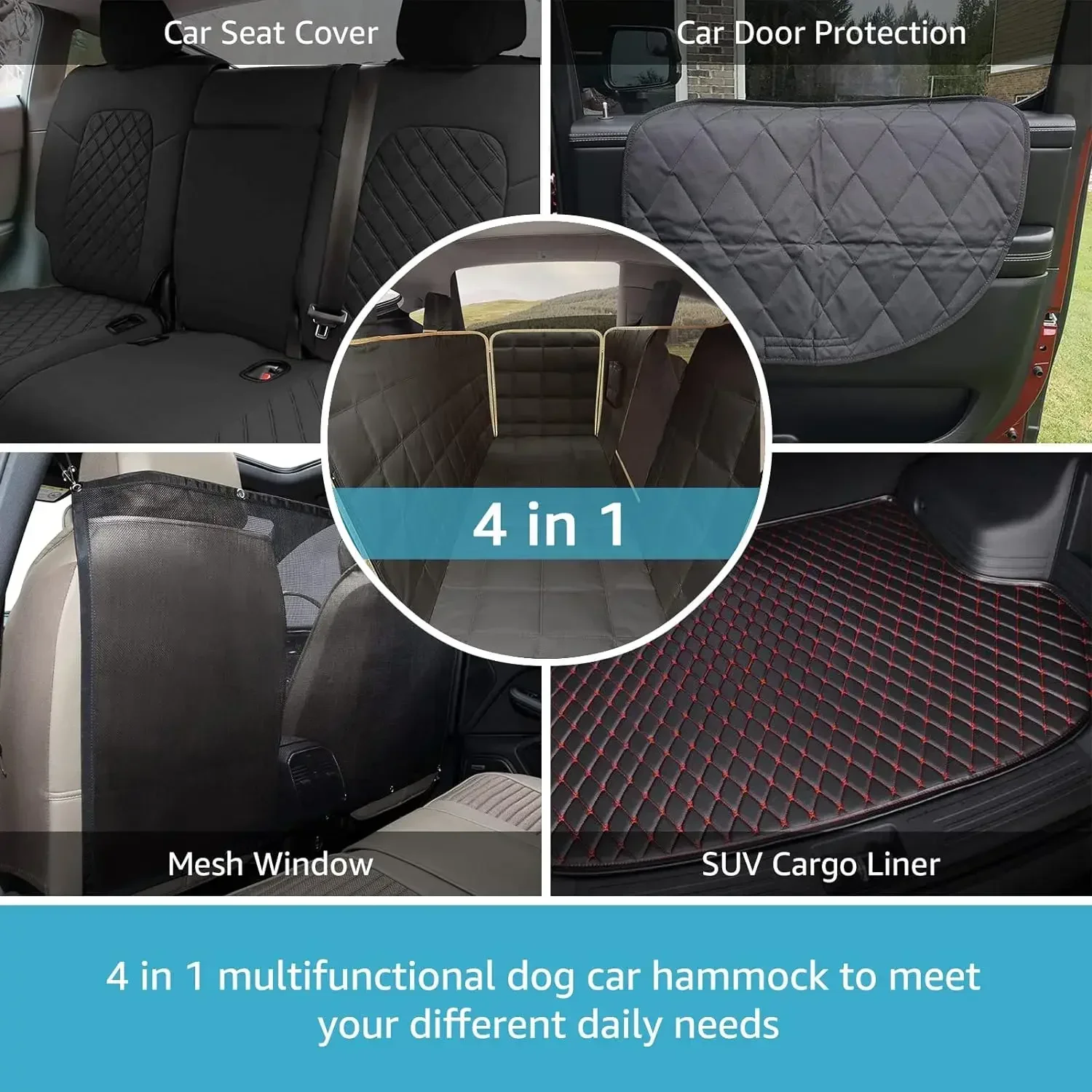 Lassie Dog Hammock for Car, Compatible with 2020-2024 Tesla Model Y Dog Seat Covers