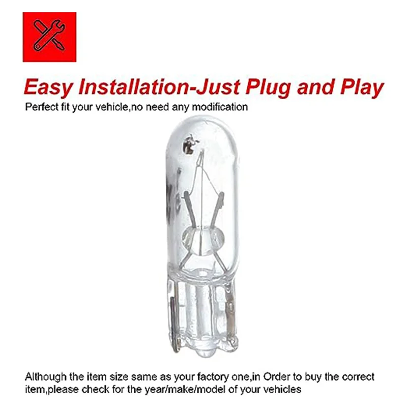 10pcs T5 12v 1.2w W2W Car Halogen Lamp Instrument Lights Dashboard Bulb Auto Interior Light Car Styling