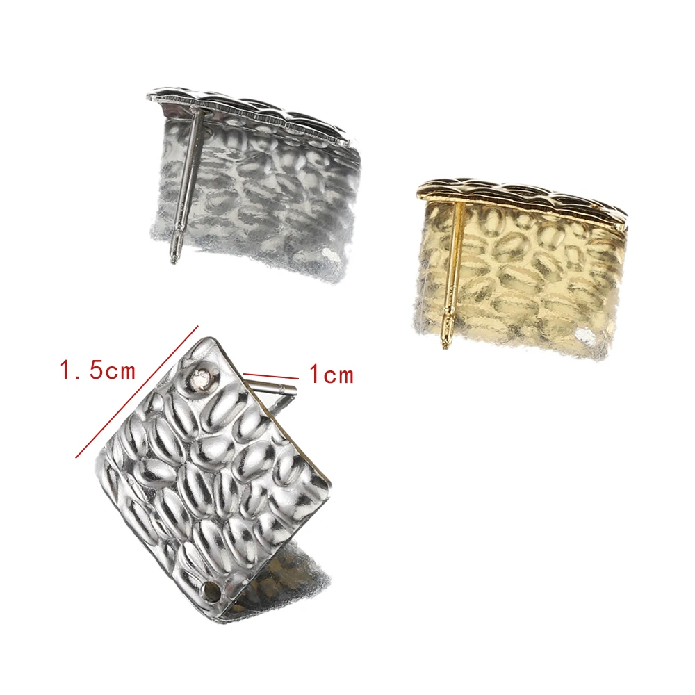 100pcs/10pcs Stainless Steel Stamping Earring Posts Gold Color Ear Studs Hole  Stoppers for DIY Dangle Earrings Jewelry Making