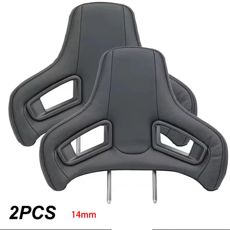 2Pcs Universal Racing Headrest with Plug&Play System 10mm 12mm 14mm Seat Headrest PVC Leather Comfort Car Neck Pillow Cushion