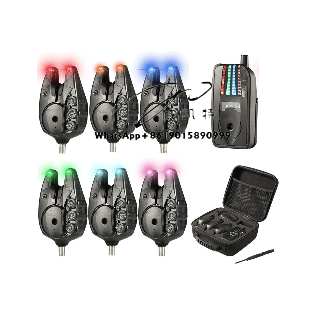 Carp Fishing Alarm 6+1 Set Wireless 500 Meters Receiver Sound Alert Kit Led Fishing Bite Alarm Indicator