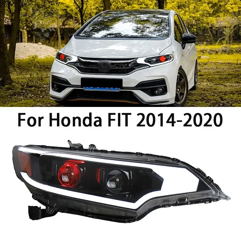 

Светодиодный автомобильный фонарь для Honda Fit Jazz GK5 2014-2020, обновление светодиодных фар на НОВЫЙ динамический светодиодный автомобильный фонарь, аксессуары в сборе