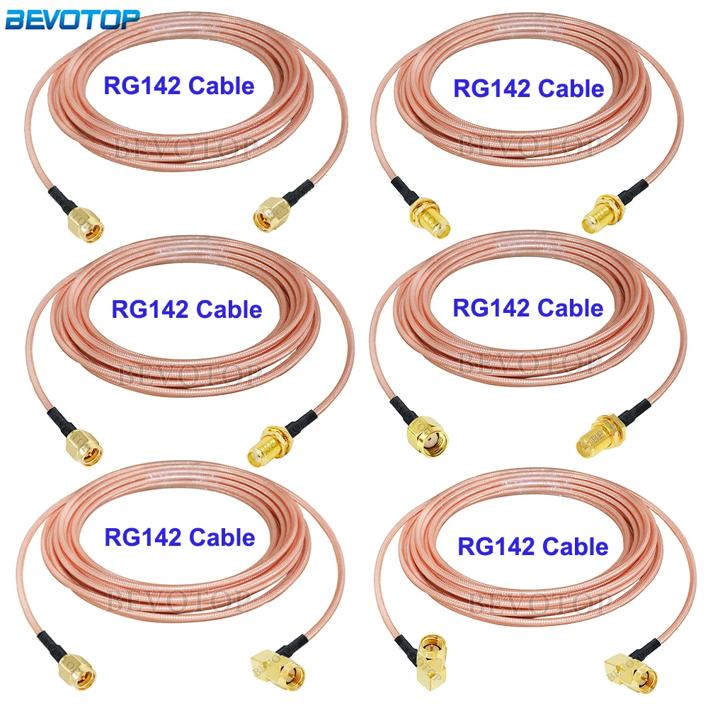 1PCS RG142 SMA to SMA Male/Female 50Ohm RF Connector 50-3 RG142 Double Shielded Cable RF Coaxial Jumper Pigtail Extension Cord